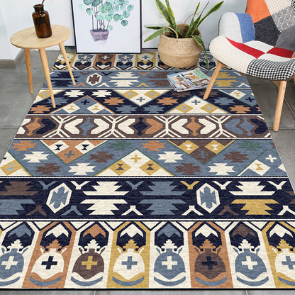 Southwestern Living Room Rug in Blue Tribal Print Rug Polyester Stain-Resistant Non-Slip Area Rug Blue Clearhalo 'Area Rug' 'Rugs' 'Southwestern' Rug' 1635520