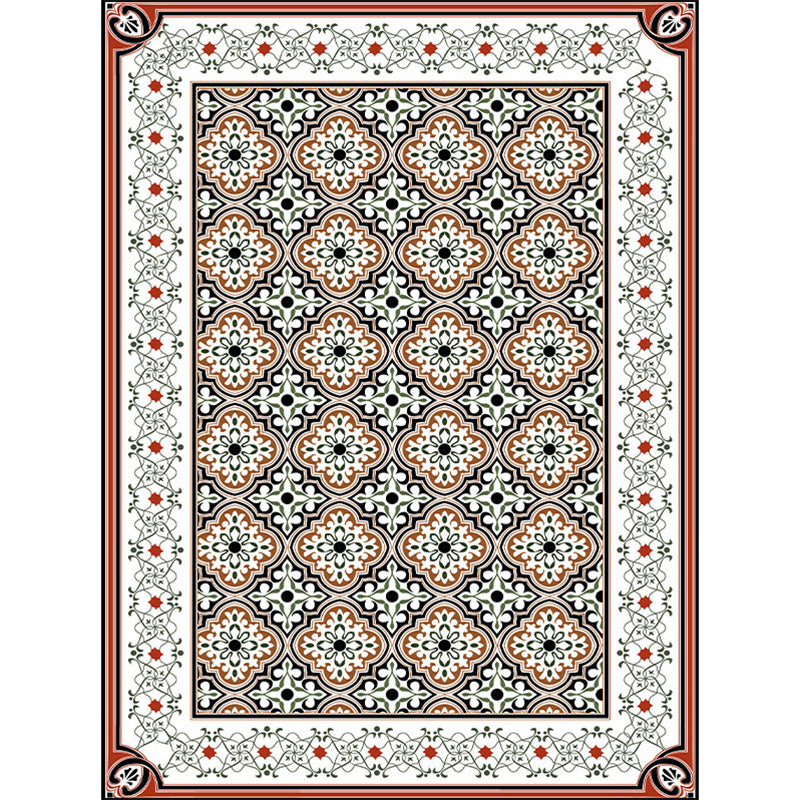 Persian Moroccan Rug in Brown Geometry Floral Pattern Rug Polyester Non-Slip Backing Carpet for Home Decoration Clearhalo 'Area Rug' 'Moroccan' 'Rugs' Rug' 1635538