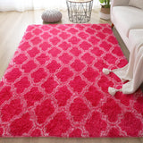 Calming Casual Rug in Red and White Plaid Pattern Rug Polyester Anti-Slip Backing Carpet for Home Decoration Rose Red