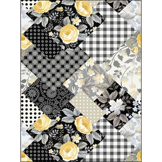 French Country Checked Pattern Rug with Floral Grey and Black Polyester Rug Machine Washable Non-Slip Area Rug for Bedroom Clearhalo 'Area Rug' 'French Country' 'Rugs' Rug' 1635598