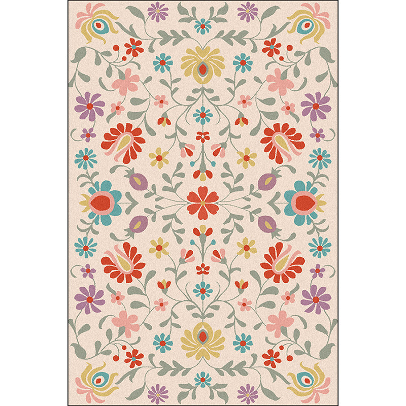 Vintage Floral Pattern Rug Pink Polyester Rug Machine Washable Non-Slip Area Rug for Bedroom Clearhalo 'Area Rug' 'Rugs' 'Vintage' Rug' 1635690