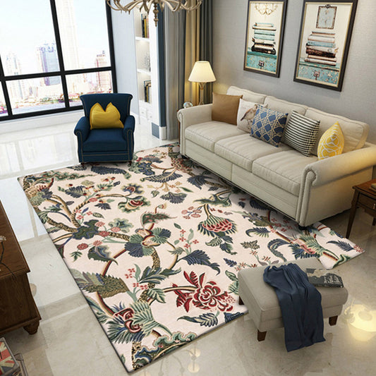 Light Yellow Vintage Rug Polyester Floral and Leaf Pattern Rug Washable Non-Slip Backing Carpet for Living Room Light Yellow Clearhalo 'Area Rug' 'Rugs' 'Vintage' Rug' 1635712