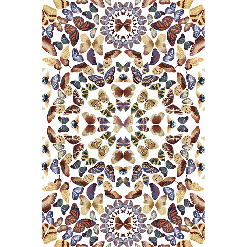 Black and White Vintage Rug Polyester Butterfly Pattern Rug Washable Non-Slip Backing Carpet for Living Room Clearhalo 'Area Rug' 'Rugs' 'Vintage' Rug' 1635730