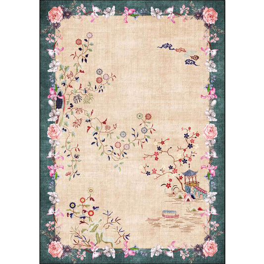 Light Brown Vintage Rug Polyester Floral Pattern Rug Washable Non-Slip Backing Carpet for Living Room Clearhalo 'Area Rug' 'Rugs' 'Vintage' Rug' 1635754