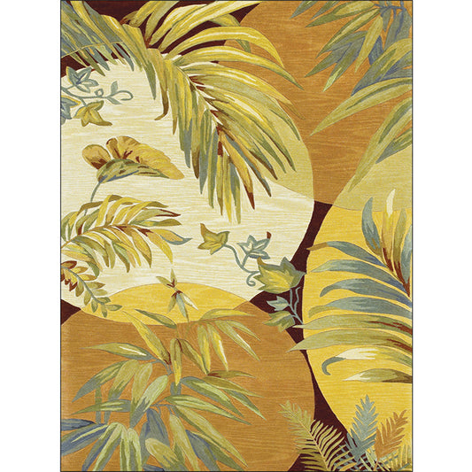 Retro Leaf Pattern Rug Yellow Classic Rug Polyester Washable Non-Slip Backing Area Rug for Living Room Clearhalo 'Area Rug' 'Rugs' 'Vintage' Rug' 1635762