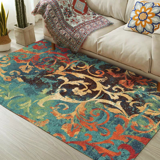 Classic Paisley Pattern Rug Green and Orange Polyester Rug Machine Washable Non-Slip Area Rug for Bedroom Green Clearhalo 'Area Rug' 'Rugs' 'Vintage' Rug' 1635768