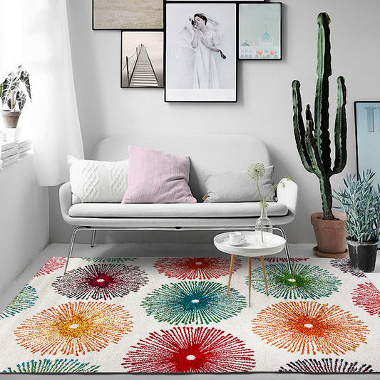 White Multicolor Contemporary Rug Polyester Radial Pattern Rug Washable Non-Slip Backing Carpet for Living Room Yellow-Red Clearhalo 'Area Rug' 'Modern' 'Rugs' Rug' 1635880