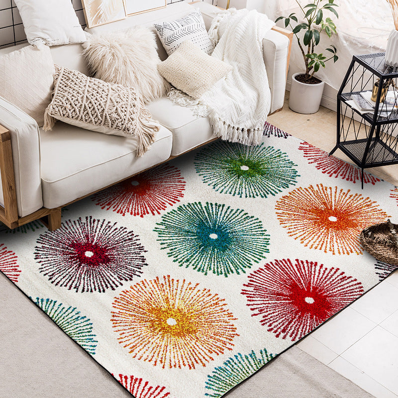 White Multicolor Contemporary Rug Polyester Radial Pattern Rug Washable Non-Slip Backing Carpet for Living Room Clearhalo 'Area Rug' 'Modern' 'Rugs' Rug' 1635881
