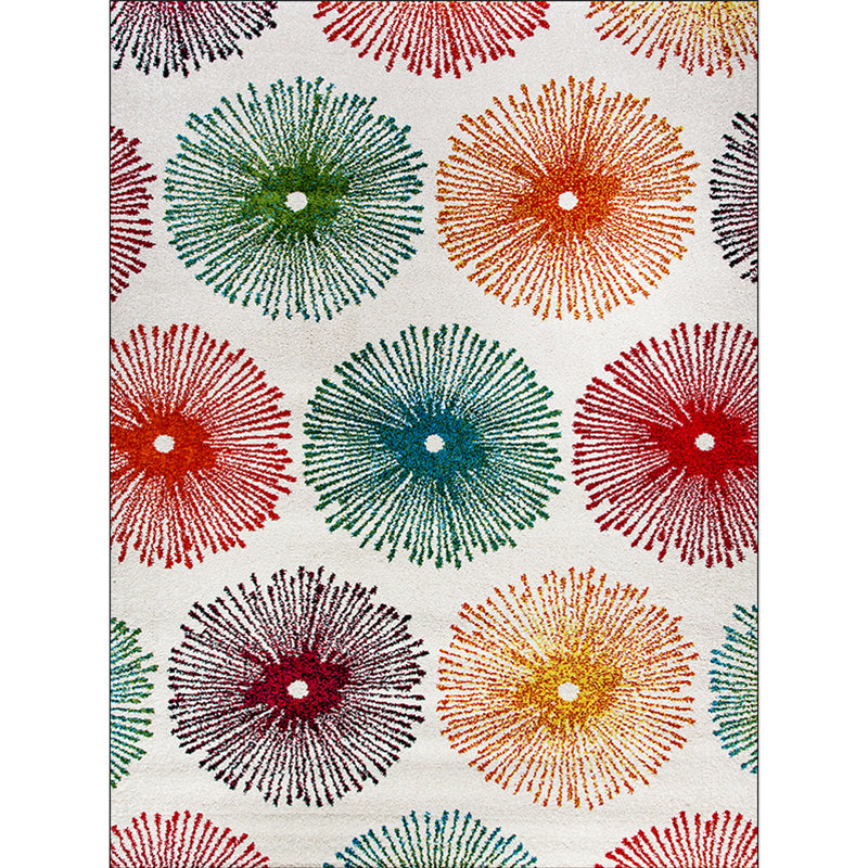 White Multicolor Contemporary Rug Polyester Radial Pattern Rug Washable Non-Slip Backing Carpet for Living Room Clearhalo 'Area Rug' 'Modern' 'Rugs' Rug' 1635882