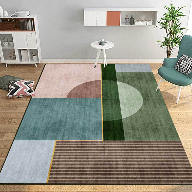 Simple Colorblock Rug Multicolor Nordic Rug Polyester Washable Anti ...