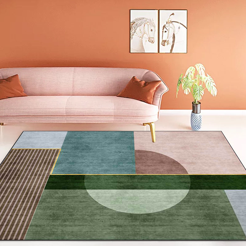 Simple Colorblock Rug Multicolor Nordic Rug Polyester Washable Anti ...