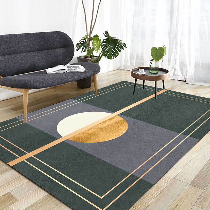 Green and Grey Novelty Rug Polyester Abstract Rug Washable Non-Slip Backing Carpet for Living Room Clearhalo 'Area Rug' 'Modern' 'Rugs' Rug' 1635953