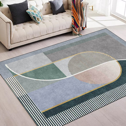 Unique Striped Pattern Rug Green and Grey Nordic Rug Polyester Washable Anti-Slip Backing Area Rug for Living Room Clearhalo 'Area Rug' 'Modern' 'Rugs' Rug' 1635961
