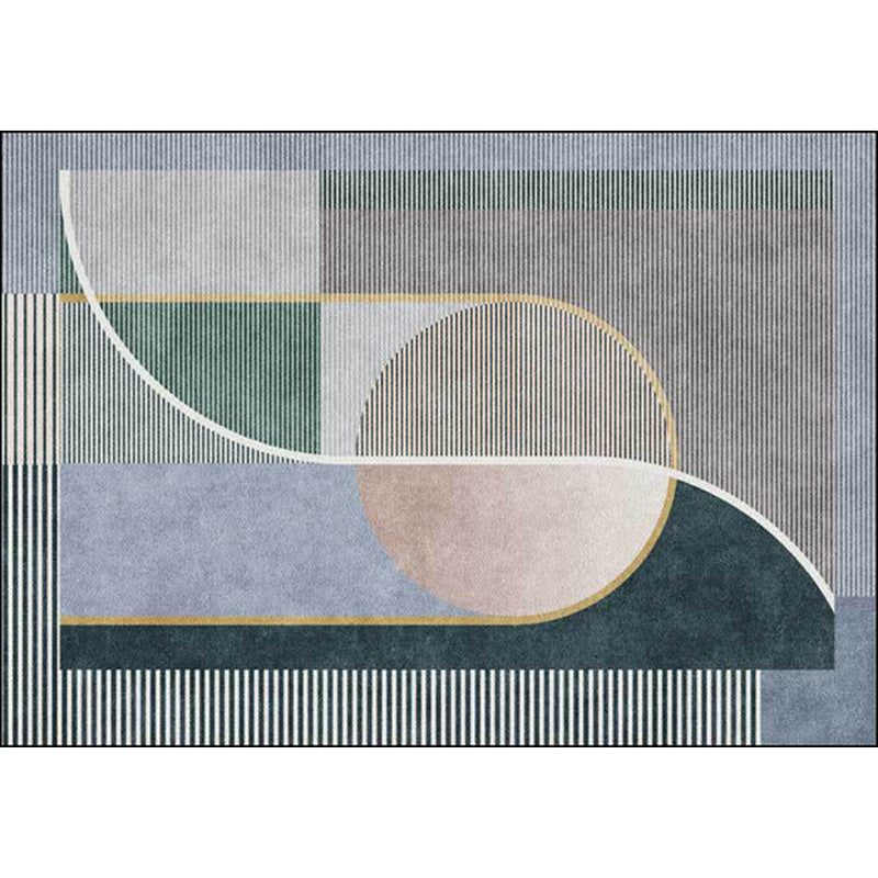 Unique Striped Pattern Rug Green and Grey Nordic Rug Polyester Washable Anti-Slip Backing Area Rug for Living Room Clearhalo 'Area Rug' 'Modern' 'Rugs' Rug' 1635962