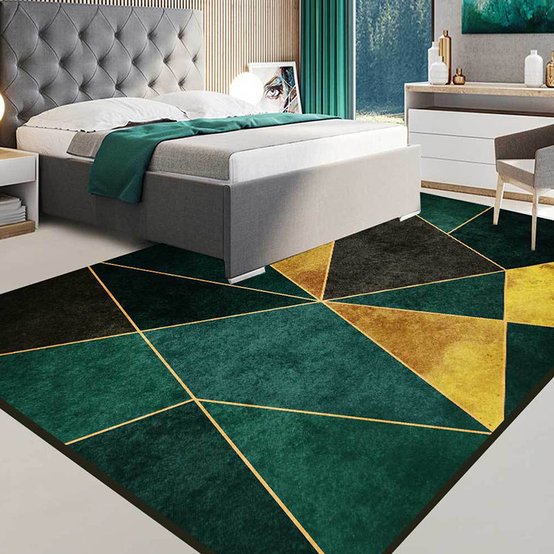 Simple Geometric Pattern Rug Green and Golden Nordic Rug Polyester Washable Anti-Slip Backing Area Rug for Living Room Clearhalo 'Area Rug' 'Modern' 'Rugs' Rug' 1635969