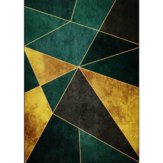 Simple Geometric Pattern Rug Green and Golden Nordic Rug Polyester Washable Anti-Slip Backing Area Rug for Living Room Clearhalo 'Area Rug' 'Modern' 'Rugs' Rug' 1635970