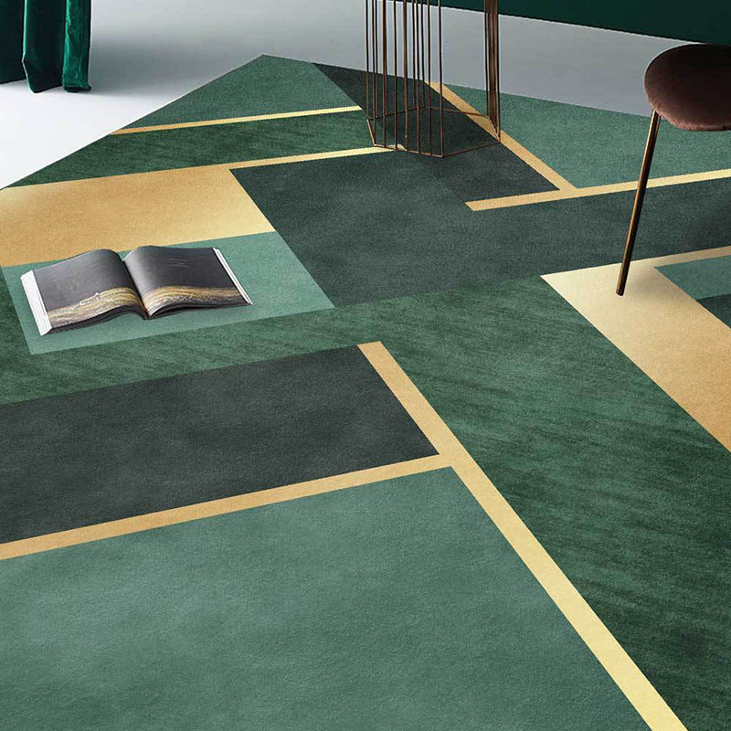 Nordic Geometric Pattern Rug Green and Golden Polyester Rug Machine Washable Non-Slip Area Rug for Bedroom Clearhalo 'Area Rug' 'Modern' 'Rugs' Rug' 1635977