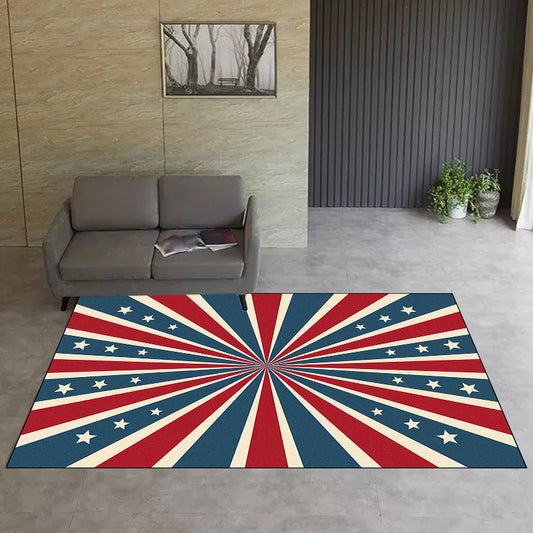 Contemporary Radial Pattern Rug with Star Blue and Red Polyester Rug Machine Washable Non-Slip Area Rug for Bedroom Red Clearhalo 'Area Rug' 'Modern' 'Rugs' Rug' 1635984
