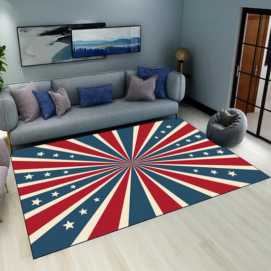 Contemporary Radial Pattern Rug with Star Blue and Red Polyester Rug Machine Washable Non-Slip Area Rug for Bedroom Clearhalo 'Area Rug' 'Modern' 'Rugs' Rug' 1635985