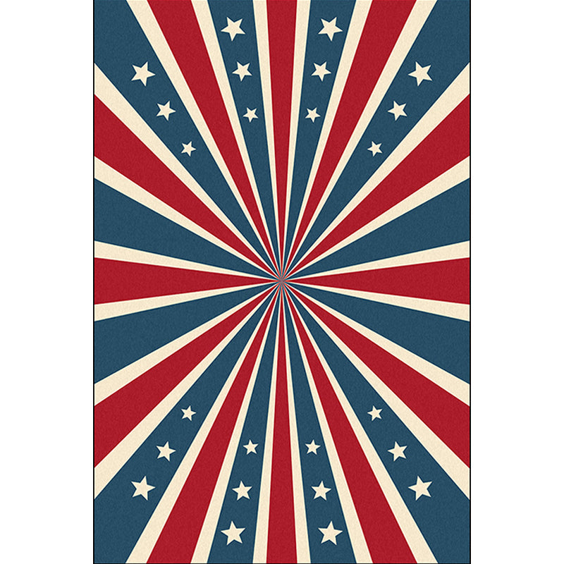 Contemporary Radial Pattern Rug with Star Blue and Red Polyester Rug Machine Washable Non-Slip Area Rug for Bedroom Clearhalo 'Area Rug' 'Modern' 'Rugs' Rug' 1635986