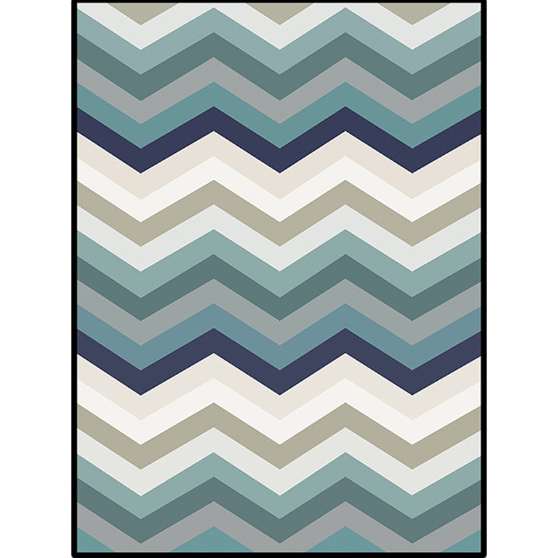 Blue Bedroom Rug Novelty Geometric Wave Pattern Area Rug Polyester Stain-Resistant Carpet Clearhalo 'Area Rug' 'Rug' 1636080