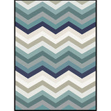 Blue Bedroom Rug Novelty Geometric Wave Pattern Area Rug Polyester Stain-Resistant Carpet