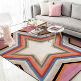 Casual Modern Rug in Pink Geometry Star Pattern Rug Polyester Pet Friendly Carpet for Home Decoration Pink
