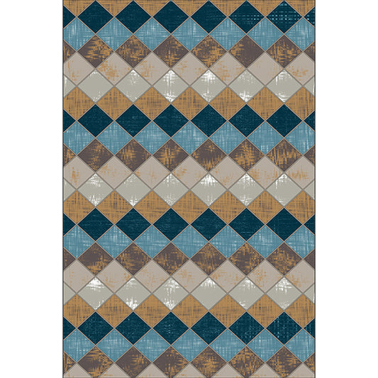 Colorful Bedroom Rug Modern Geometric Diamond Pattern Area Rug Polyester Stain-Resistant Carpet