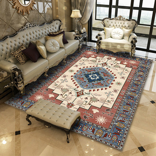 Americana Southwestern Rug in Grey and White Geometry Floral Pattern Rug Polyester Non-Slip Carpet for Home Decoration Red Clearhalo 'Area Rug' 'Rugs' 'Southwestern' Rug' 1636226