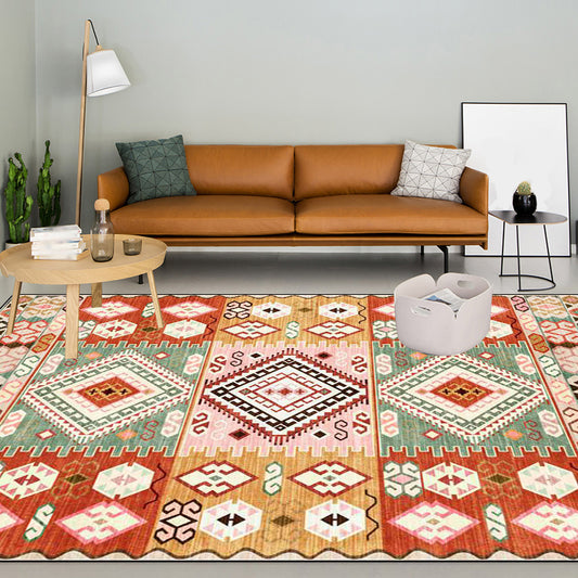 Tribal Southwestern Rug Multicolor Geometry Diamond Pattern Rug Polyester Non-Slip Backing Carpet for Home Decoration Yellow-Red Clearhalo 'Area Rug' 'Rugs' 'Southwestern' Rug' 1636276