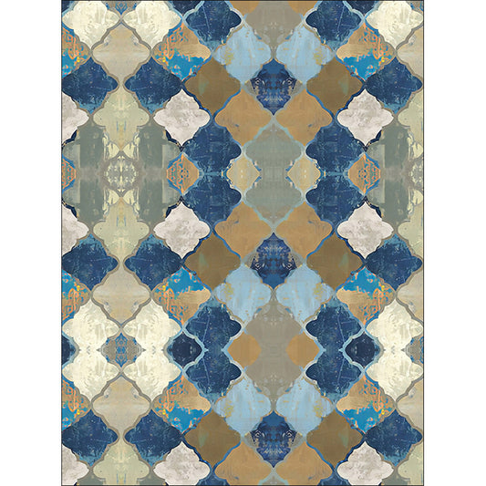 Oriental Moroccan Rug in Blue Abstract Oil Painting Pattern Rug Polyester Anti-Slip Carpet for Home Decoration Clearhalo 'Area Rug' 'Moroccan' 'Rugs' Rug' 1636294