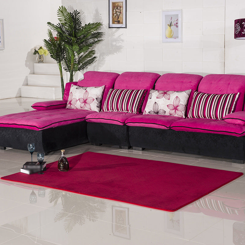 Casual Living Room Rug in Green and Pink Solid Color Rug Polyester Pet Friendly Area Rug Burgundy Clearhalo 'Area Rug' 'Rug' 1636395