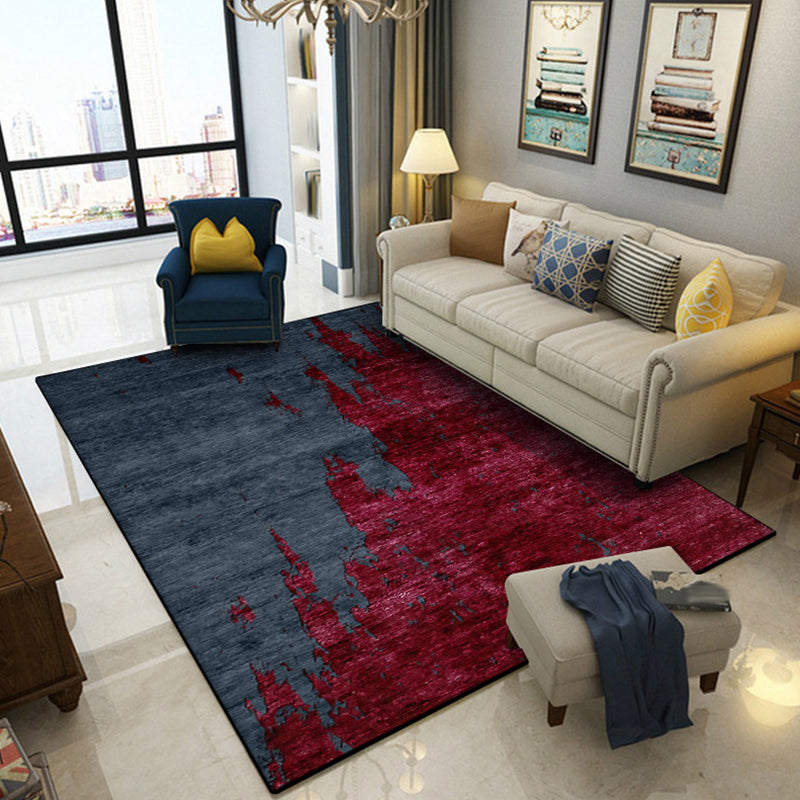 Modern Rug Red Pattern Contemporary Modern Rug in Red and Blue Abstract Pattern Rug Polyester ...