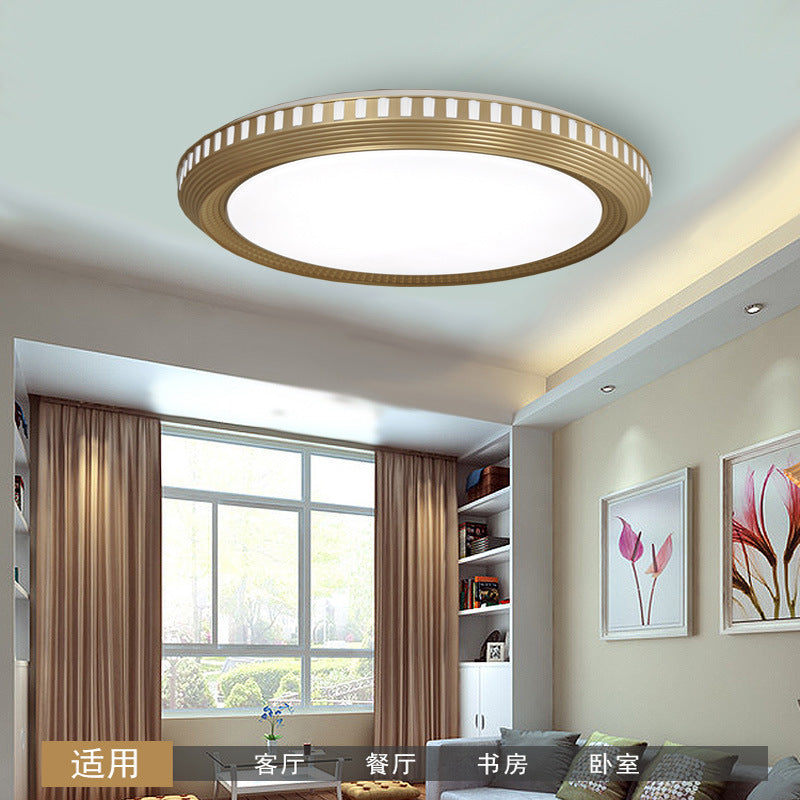 1 Light Bedroom Ceiling Lighting Fixture with Round Acrylic Shade Gold Flush Lamp in White/Warm Light Gold White Clearhalo 'Ceiling Lights' 'Close To Ceiling Lights' 'Close to ceiling' 'Flush mount' Lighting' 163653