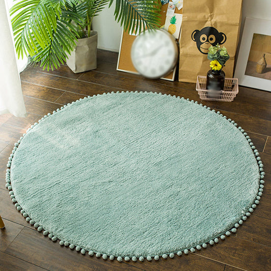 Casual Plain Rug Blue and Pink Polyester Rug Machine Washable Fringe Non-Slip Area Rug for Bedroom Green Clearhalo 'Area Rug' 'Casual' 'Rugs' Rug' 1636531