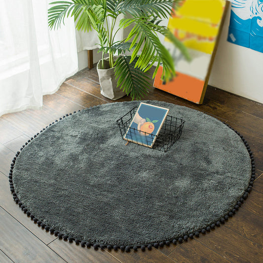 Casual Plain Rug Blue and Pink Polyester Rug Machine Washable Fringe Non-Slip Area Rug for Bedroom Grey Clearhalo 'Area Rug' 'Casual' 'Rugs' Rug' 1636534