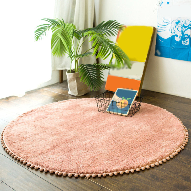 Casual Plain Rug Blue and Pink Polyester Rug Machine Washable Fringe Non-Slip Area Rug for Bedroom Pink Clearhalo 'Area Rug' 'Casual' 'Rugs' Rug' 1636537