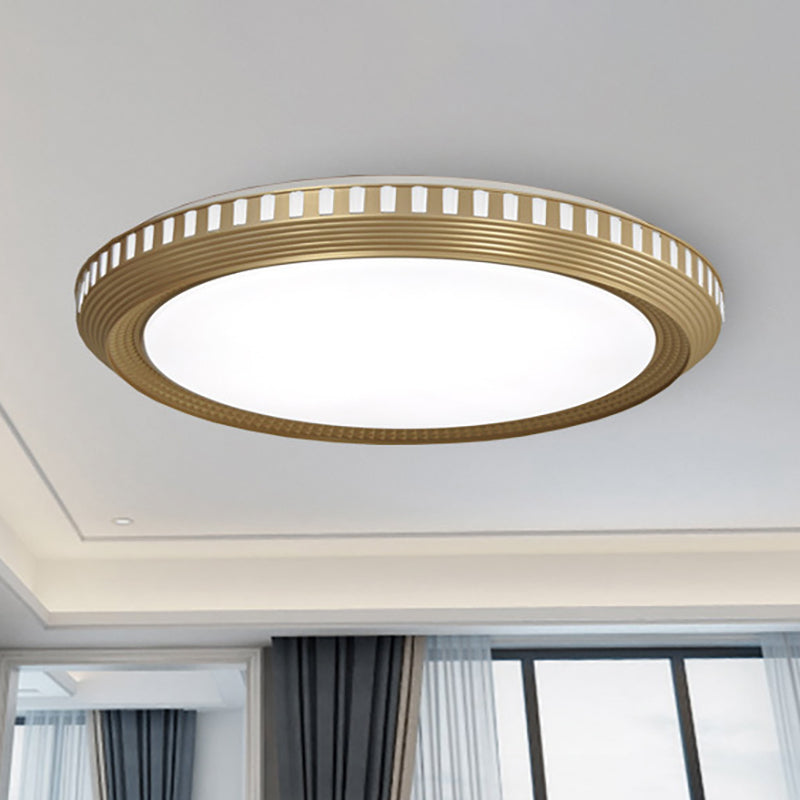1 Light Bedroom Ceiling Lighting Fixture with Round Acrylic Shade Gold Flush Lamp in White/Warm Light Clearhalo 'Ceiling Lights' 'Close To Ceiling Lights' 'Close to ceiling' 'Flush mount' Lighting' 163654