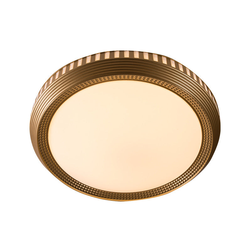1 Light Bedroom Ceiling Lighting Fixture with Round Acrylic Shade Gold Flush Lamp in White/Warm Light Gold Warm Clearhalo 'Ceiling Lights' 'Close To Ceiling Lights' 'Close to ceiling' 'Flush mount' Lighting' 163655
