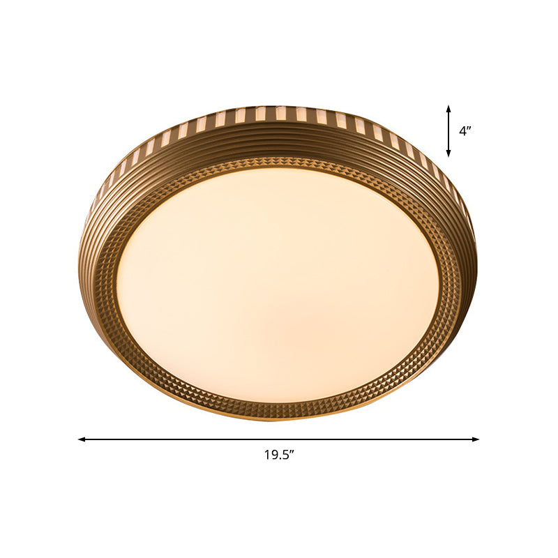 1 Light Bedroom Ceiling Lighting Fixture with Round Acrylic Shade Gold Flush Lamp in White/Warm Light Clearhalo 'Ceiling Lights' 'Close To Ceiling Lights' 'Close to ceiling' 'Flush mount' Lighting' 163656