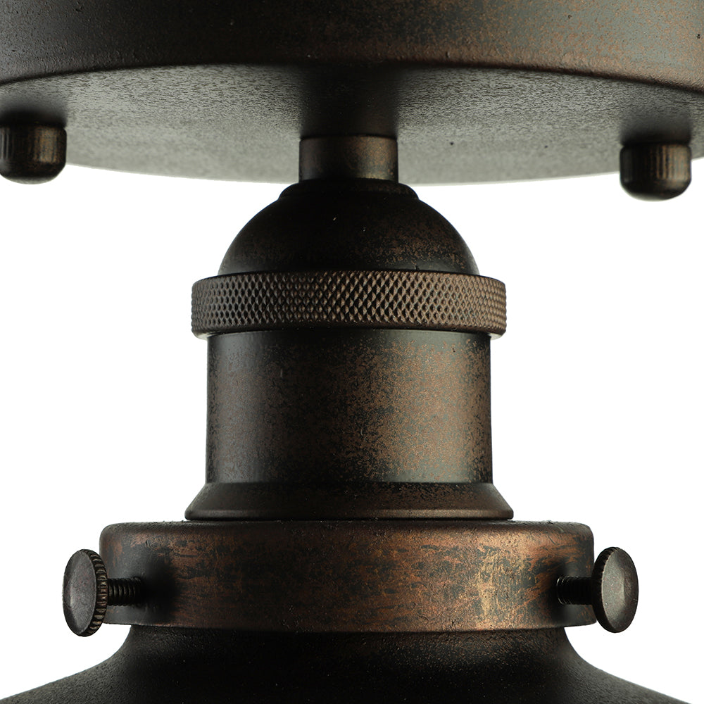 Black/Rust Cone Shade Semi Flush Mount Retro Stylish Metallic 1 Head Balcony Close to Ceiling Lighting Clearhalo 'Ceiling Lights' 'Close To Ceiling Lights' 'Close to ceiling' 'Flush mount' 'Industrial Flush Mount' Lighting' 16367