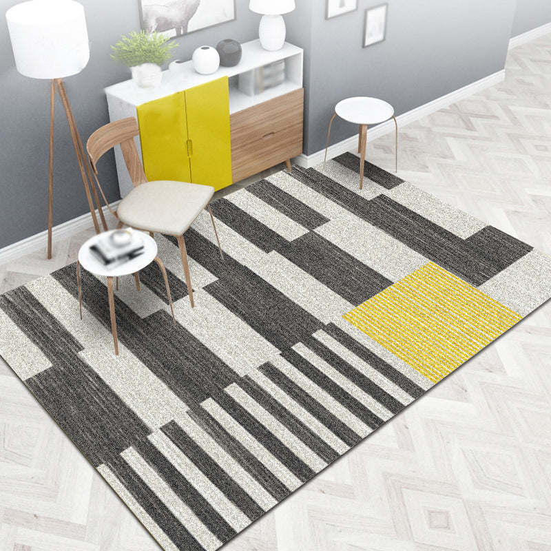 Minimalist Modern Rug in Grey and Brown Geometry Rectangle Pattern Rug Polyester Non-Slip Carpet for Home Decoration Grey Clearhalo 'Area Rug' 'Modern' 'Rugs' Rug' 1636711