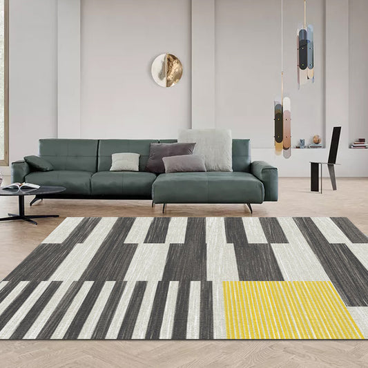 Minimalist Modern Rug in Grey and Brown Geometry Rectangle Pattern Rug Polyester Non-Slip Carpet for Home Decoration Clearhalo 'Area Rug' 'Modern' 'Rugs' Rug' 1636712