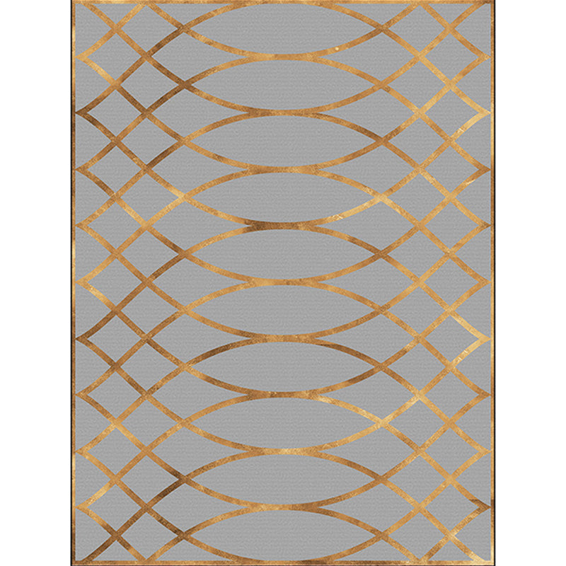 Casual Modern Rug in Grey Geometry Curve Line Pattern Rug Polyester Pet Friendly Carpet for Home Decoration Clearhalo 'Area Rug' 'Modern' 'Rugs' Rug' 1636775
