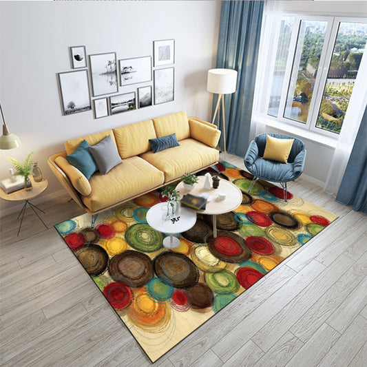 Simple Modern Rug in Yellow Abstract Circles Pattern Rug Polyester Anti-Slip Washable Carpet for Home Decoration Yellow Clearhalo 'Area Rug' 'Modern' 'Rugs' Rug' 1636868