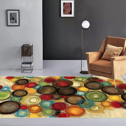 Simple Modern Rug in Yellow Abstract Circles Pattern Rug Polyester Anti-Slip Washable Carpet for Home Decoration Clearhalo 'Area Rug' 'Modern' 'Rugs' Rug' 1636869