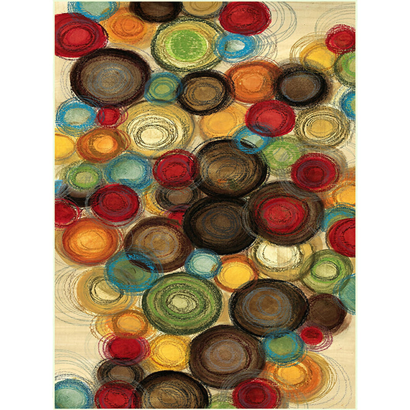 Simple Modern Rug in Yellow Abstract Circles Pattern Rug Polyester Anti-Slip Washable Carpet for Home Decoration Clearhalo 'Area Rug' 'Modern' 'Rugs' Rug' 1636870