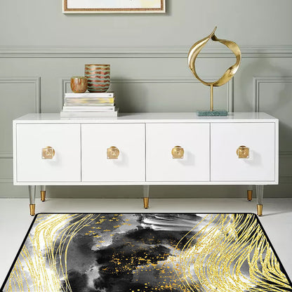 Black and White Bedroom Rug Modern Abstract Ink Painting Line Bird Pattern Area Rug Polyester Washable Carpet Black-White Design 2 Clearhalo 'Area Rug' 'Modern' 'Rugs' Rug' 1636884