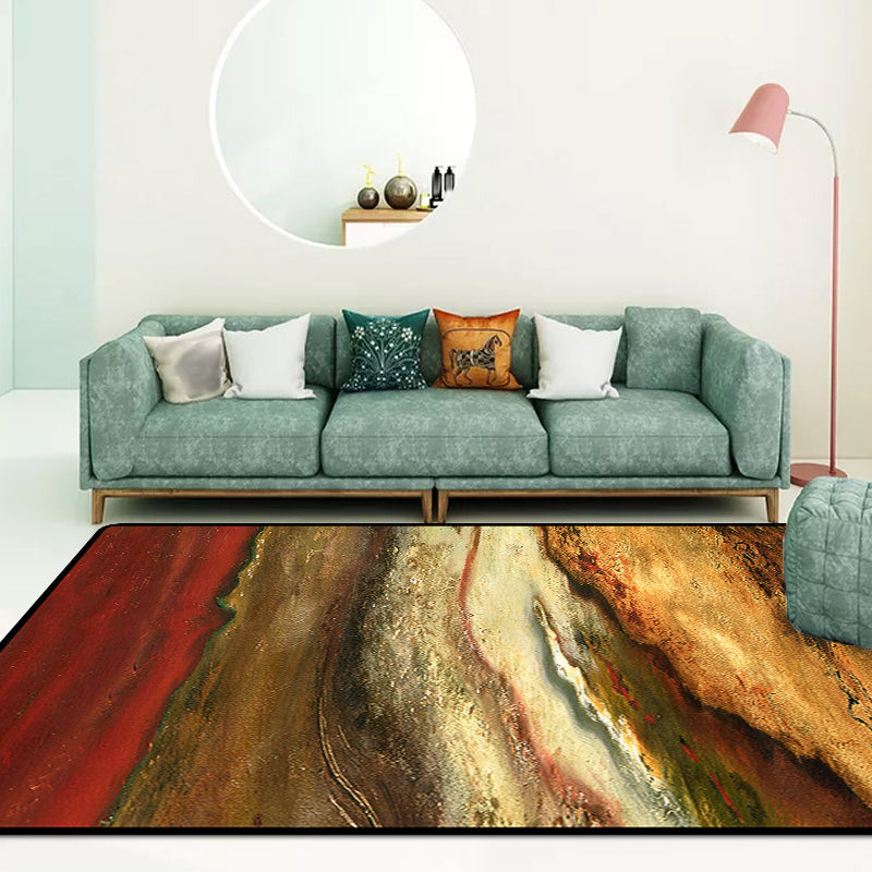 Modern Living Room Rug in Red and Green Abstract Rock Texture Print Rug Polyester Anti-Slip Area Rug Clearhalo 'Area Rug' 'Modern' 'Rugs' Rug' 1636893
