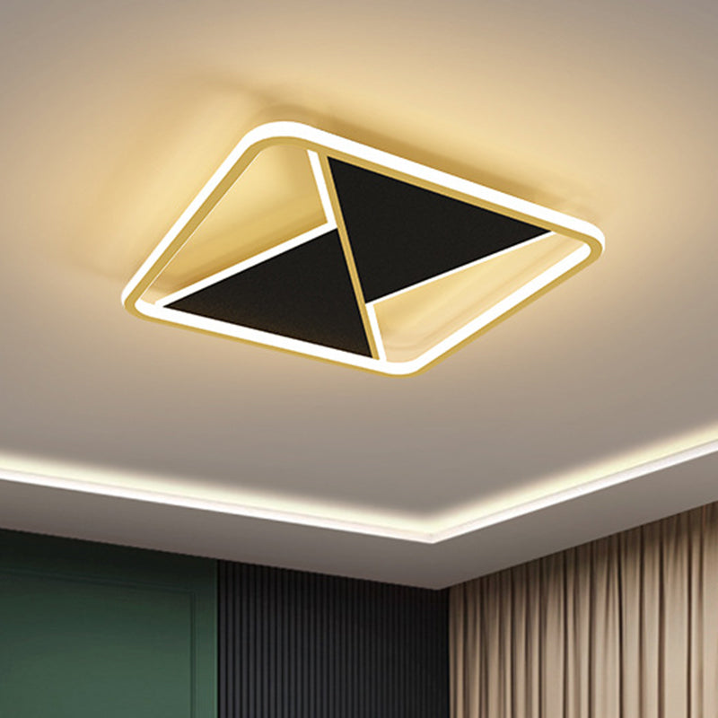 Simplicity Combined Square Flush Mount Metal LED Bedroom Ceiling Light Fixture in Gold, 16"/19.5" Wide Gold Clearhalo 'Ceiling Lights' 'Close To Ceiling Lights' 'Close to ceiling' 'Flush mount' Lighting' 1636937